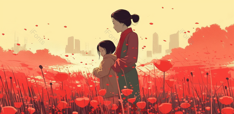 城市户外母女高清背景卡通风格母女人物插画背景图,插画/手绘图,插画/手绘图库,插画/手绘图下载,插画/手绘